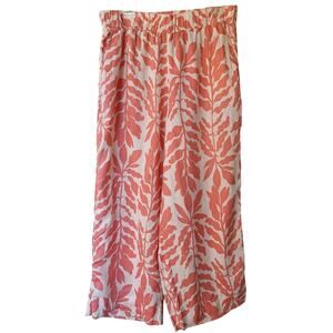 Rachel Zoe 100% Linen Wide Leg Elastic waist Pull on Pants Coral Pink Size L